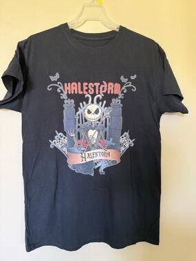 Halestorm Black Graphic Band Tee with Jack Skellington design